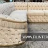 TURKISH Ambassador Corner Sofa Range In Dark Cream V-02 & Gold Plush Velvet - 270cm X 270cm