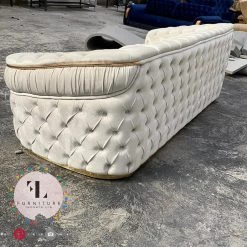 Furniture Imports LTD Ambassador 3+2 Seater In Cream V-01 & Gold Plush Velvet