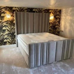 FIL ATHENA WINGBACK BED IN PLUSH VELVET BED COLLECTION