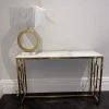 Furnish Geo Gold Console Table With Polar White Sintered Top