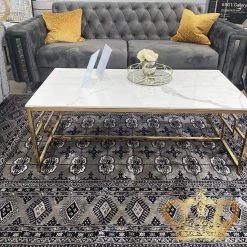 Furnish Geo Gold Coffee Table With Polar White Sintered Top