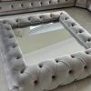 TURKISH DUBAI SOFA COLLECTION SQUARE CHESTERFIELD UPHOLSTERED FOOTSTOOL/COFFEE TABLE WITH GLASS