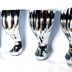 FIL DRESSING STOOL/STOOL/POUFFE/BEDROOM CHAIR 4 X Pre Fit Chrome Queen Ann Legs Replacement Sofa Bed Legs Footstool Pouffe Legs