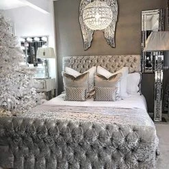 FIL Dicaprio Sleigh Crushed Velvet Bed
