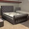 Furniture Imports LTD Sleigh Cubed Chesterfield Plush Velvet Bed Frame Double King Size All Sizes. BED COLLECTION