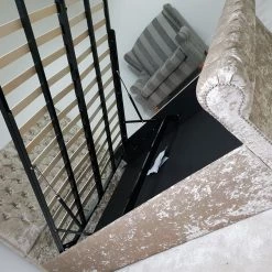 FIL BED COLLECTION Sleigh Ottoman Gaslift Chesterfield Crushed Velvet Storage Bed