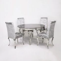 FIL Imperial Round Marble/Glass Dining Set
