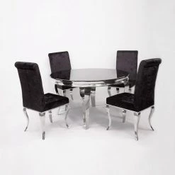 FIL Imperial Round Marble/Glass Dining Set