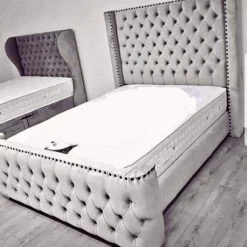 Furniture Imports LTD Aries Curved Wingback Crushed Velvet Bed