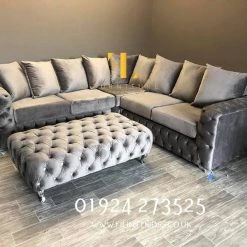 Furniture Imports LTD Stella Chesterfield Footstool Plush Velvet