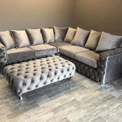 Velvetsofa SOFAS ASHTON FRENCH VELVET U CORNER SOFA RANGE