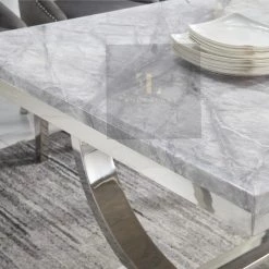 Furniture Imports LTD Valentino Arianna Grey Marble Dining Table Set