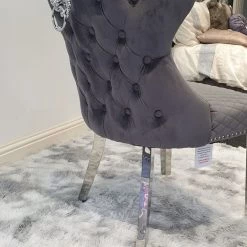 Furniture Imports LTD ALL DINING TABLE SET Valentino Imperial Grey Solid Marble Dining Table Set + Valentino Chairs