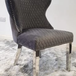 Furniture Imports LTD ALL DINING TABLE SET Valentino Imperial Grey Solid Marble Dining Table Set + Valentino Chairs