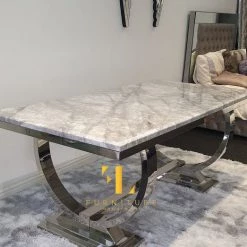 Furniture Imports LTD Valentino Arianna Grey Marble Dining Table Set