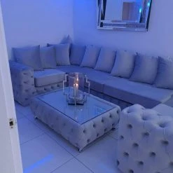 Velvetsofa SOFAS ASHTON FRENCH VELVET U CORNER SOFA RANGE