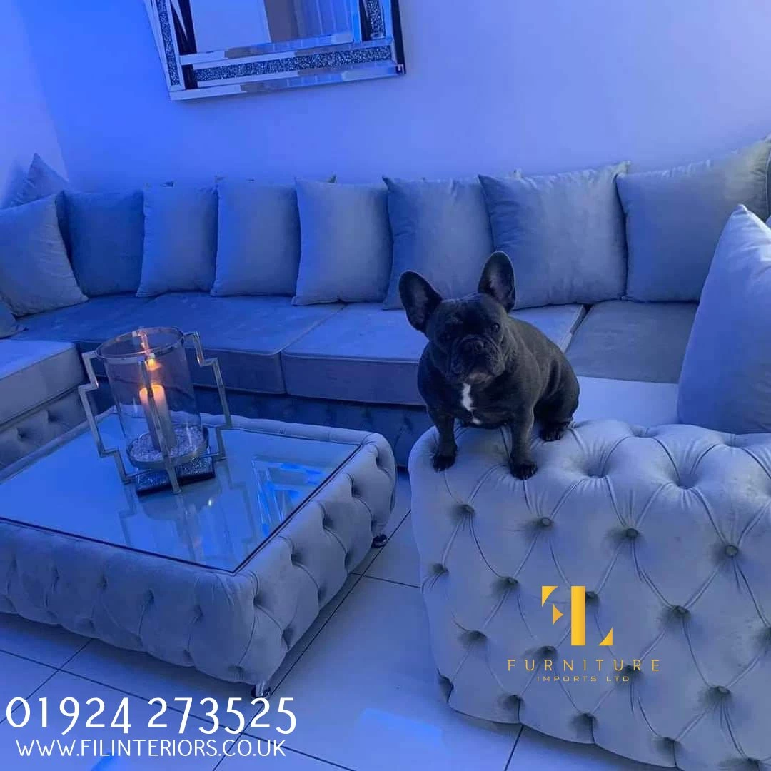 Furniture Imports LTD Square Chesterfield Upholstered Footstool/Coffee Table With Glass 3+2 SOFAS 6 Furniture Imports LTD Square Chesterfield Upholstered Footstool/Coffee Table With Glass 3+2 SOFAS