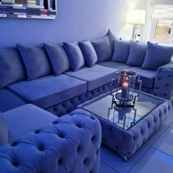 Velvetsofa SOFAS ASHTON FRENCH VELVET U CORNER SOFA RANGE