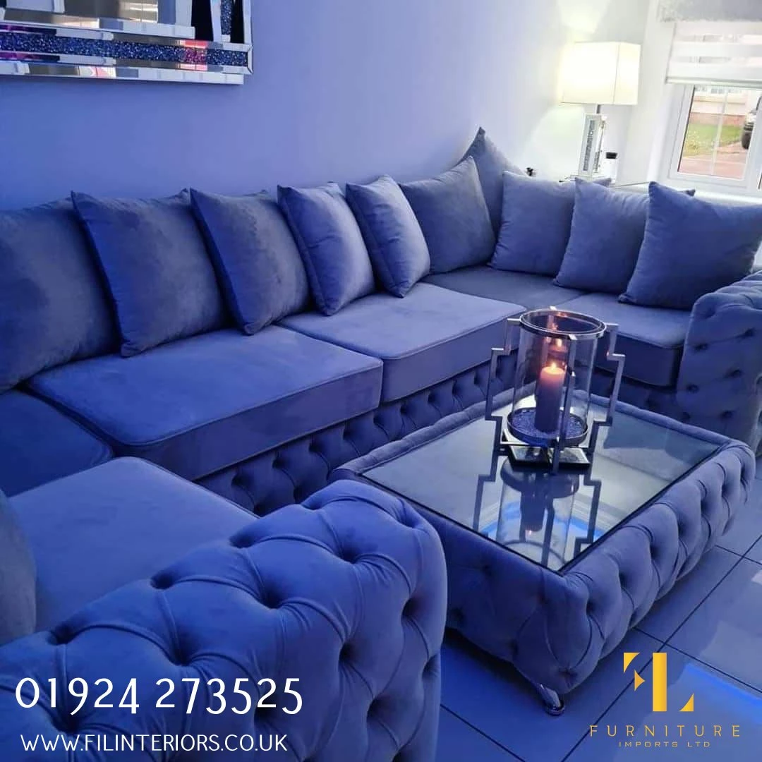 Furniture Imports LTD Square Chesterfield Upholstered Footstool/Coffee Table With Glass 3+2 SOFAS 4 Furniture Imports LTD Square Chesterfield Upholstered Footstool/Coffee Table With Glass 3+2 SOFAS