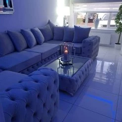 Velvetsofa SOFAS ASHTON FRENCH VELVET U CORNER SOFA RANGE