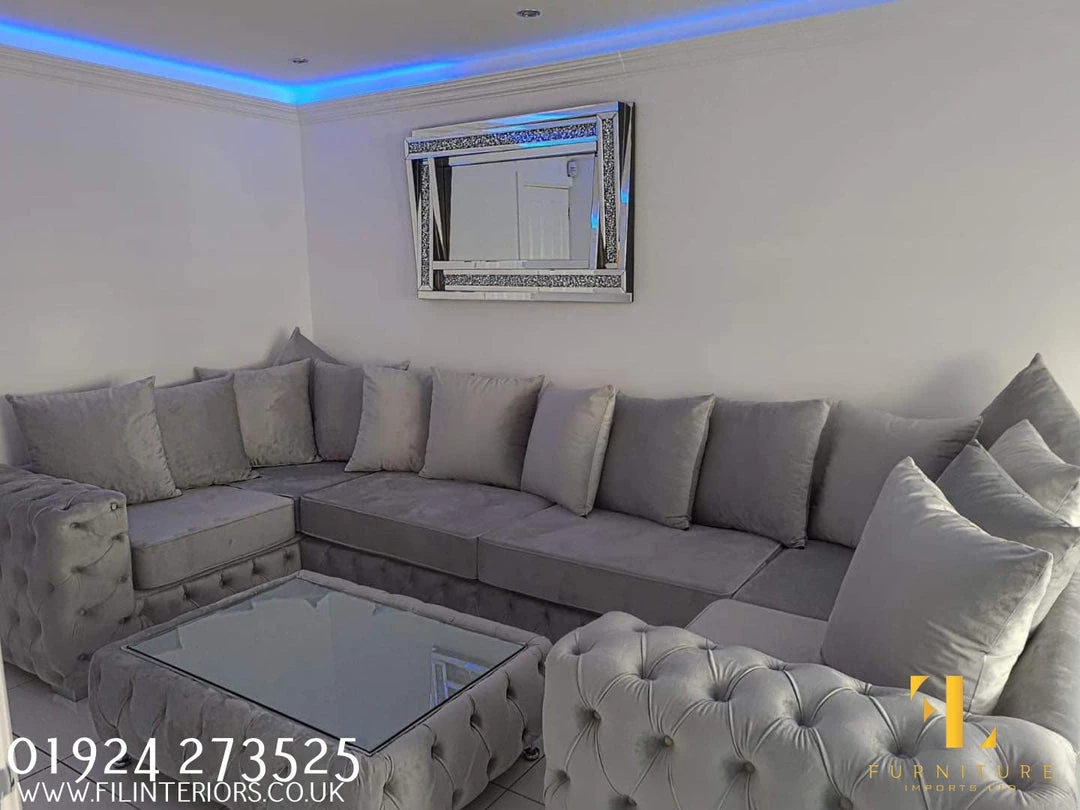 Furniture Imports LTD Square Chesterfield Upholstered Footstool/Coffee Table With Glass 3+2 SOFAS 7 Furniture Imports LTD Square Chesterfield Upholstered Footstool/Coffee Table With Glass 3+2 SOFAS