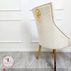 Furniture Imports LTD Majestic Gold Dining Chair With Lion Knocker & Quilted Back DINING CHAIRS