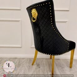 Furniture Imports LTD Majestic Gold Dining Chair With Lion Knocker & Quilted Back DINING CHAIRS