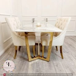 Furniture Imports LTD Majestic Gold Dining Chair With Lion Knocker & Quilted Back DINING CHAIRS