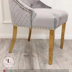 Furniture Imports LTD Majestic Gold Dining Chair With Lion Knocker & Quilted Back DINING CHAIRS