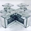 ASR INTERIOR MIRRORED FURNITURE Crushed Small Candle Holder