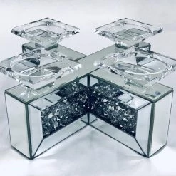 ASR INTERIOR MIRRORED FURNITURE Crushed Small Candle Holder