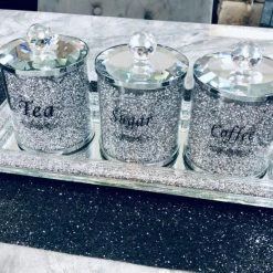 ASR INTERIOR HOUSE HOLD ORNAMENTS + STATUES Crystal Tea, Coffee, Sugar Tray