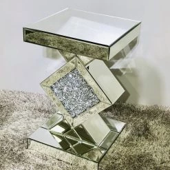 ASR INTERIOR END TABLE Crushed Diamond Column