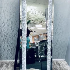 ASR INTERIOR Crushed Diamond LED Cheval Mirror MIRRORED FURNITURE