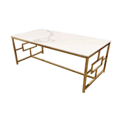 Furnish Geo Gold Coffee Table With Polar White Sintered Top