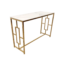 Furnish Geo Gold Console Table With Polar White Sintered Top