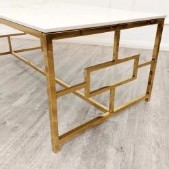 Furnish Geo Gold Coffee Table With Polar White Sintered Top