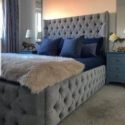 Furniture Imports LTD BED COLLECTION Luxe Curved Wingback Plush Velvet Bed 30 Furniture Imports LTD BED COLLECTION Luxe Curved Wingback Plush Velvet Bed