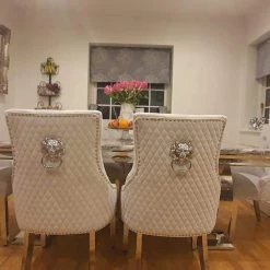 Furniture Imports LTD ALL DINING TABLE SET Arianna Mirrored Grey Marble Effect Dining Table Set + Majestic Chairs