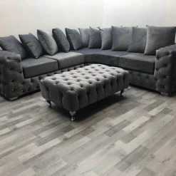 Furniture Imports LTD Stella Chesterfield Footstool Plush Velvet