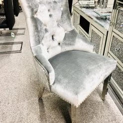 ASR INTERIOR Majestic Pewter Velvet Dining Chair