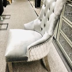 ASR INTERIOR Majestic Pewter Velvet Dining Chair