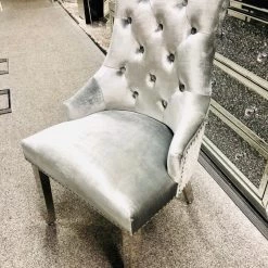ASR INTERIOR Majestic Pewter Velvet Dining Chair