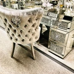 ASR INTERIOR DINING CHAIRS Valentino Silver Velvet Dining Chair