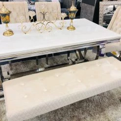 ASR INTERIOR Majestic Dining Table Bench - Chrome Legs - Matches With Majestic Range OTTOMAN BOXES