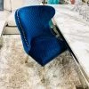 ASR INTERIOR Valentino Blue Velvet Dining Chair DINING CHAIRS