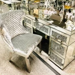 ASR INTERIOR DINING CHAIRS Valentino Silver Velvet Dining Chair