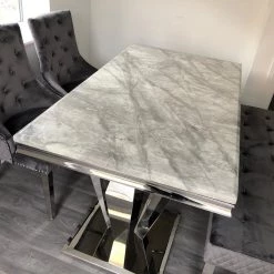 Furniture Imports LTD ALL DINING TABLE SET Phoenix Grey Marble Dining Table Set + Majestic Chairs