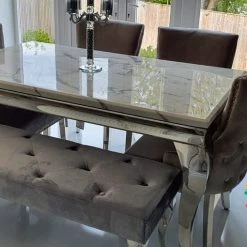 Furniture Imports LTD Imperial White Marble Effect 140cm Dining Table Only