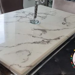 Furniture Imports LTD Imperial White Marble Effect 140cm Dining Table Only